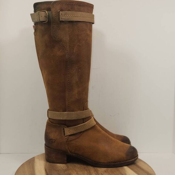 UGG Australia Darcie Distressed Women's Riding Boot Size 9 Brown - Picture 1 of 12
